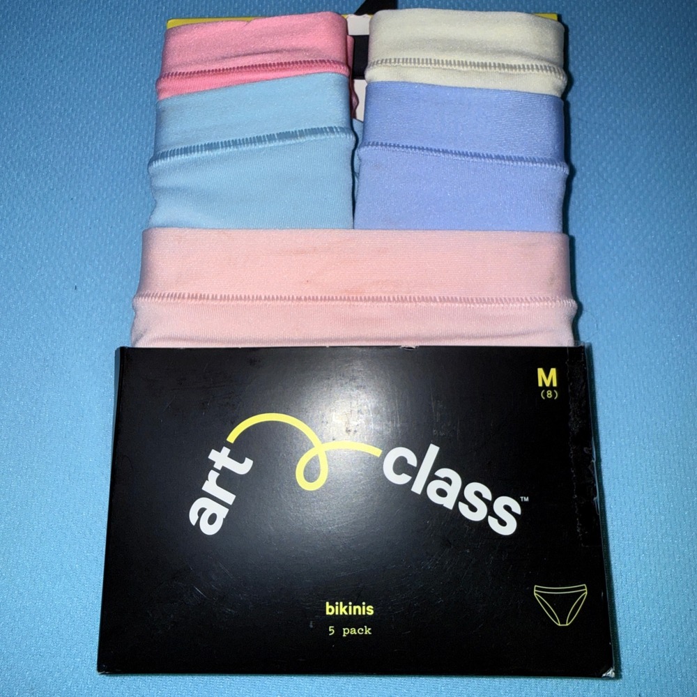 Art Class Bikini Underwear Kids M 8 NEW 5 Pack Pastel Recycled Blend